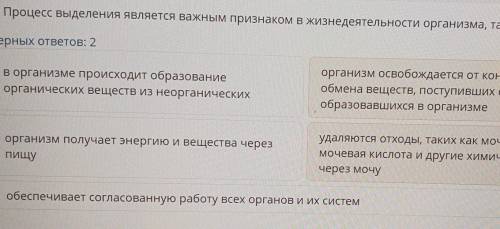 ТЕКСТ ЗАДАНИЯ Процесс выделения является важным признаком в жизнедеятельности организма, так как: