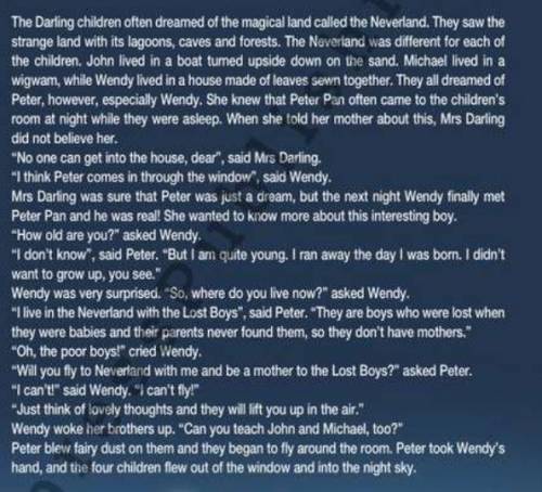 Task 2 Answer the questions: 1What did Darling dream about? 2Who does Peter live with? 3What did Pet