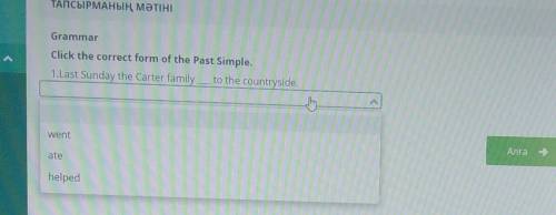 Grammar Click the correct form of the Past Simple.1.Last Sunday the Carter family to the countryside