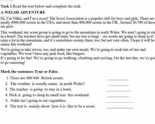 Mark the sentences True or False