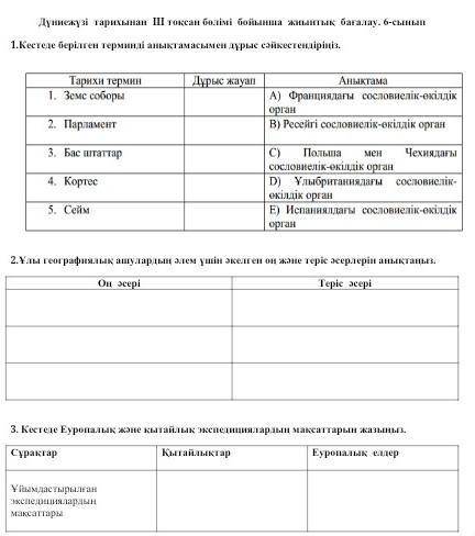 Кестеде берылген терминды аныктамасымен дурыс сайкестендырыныз
