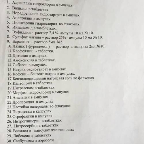 Что из этого списка относится к антибиотикам?