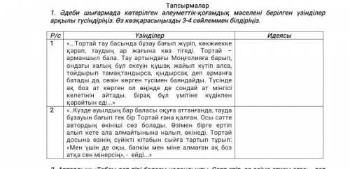 1. Әдеби шығармада көтерілген әлеуметтік-қоғамдық мәселені берілген үзінділер арқылы түсіндіріңіз. Ө