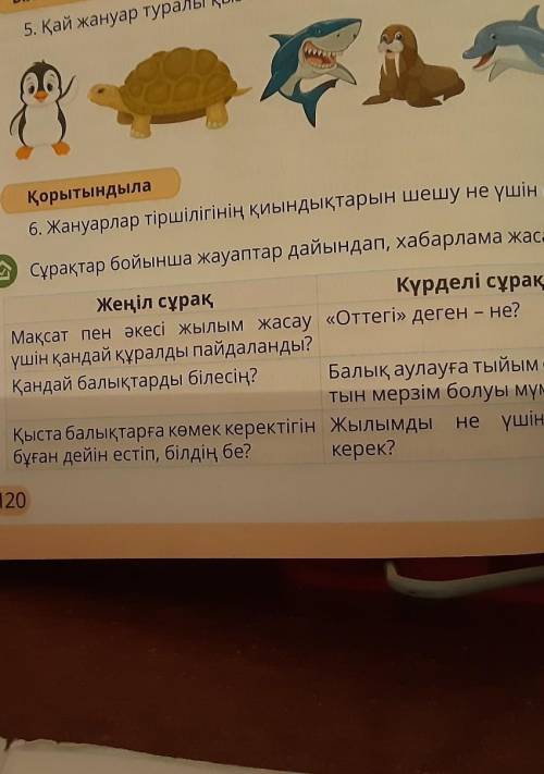 Сұрақтар бойынша жауаптар дайындап хабарлама жаз