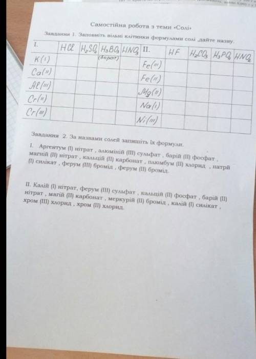 ХІМІЯ 8 КЛАС ср з теми солі потрібно зробити лише другий варіант