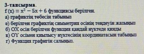 Дана функция: f(x) =x^2-5x+61) найдите вершину графика2) напишите уравнение симметричной оси данного