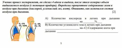 Ученик провёл эксперимент он сделает четыре вдоха и выдоха после этого он измерил объём вдыхаемого в