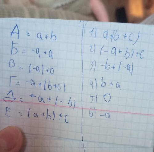 Установите соответствие между равными буквенными выражениями.​
