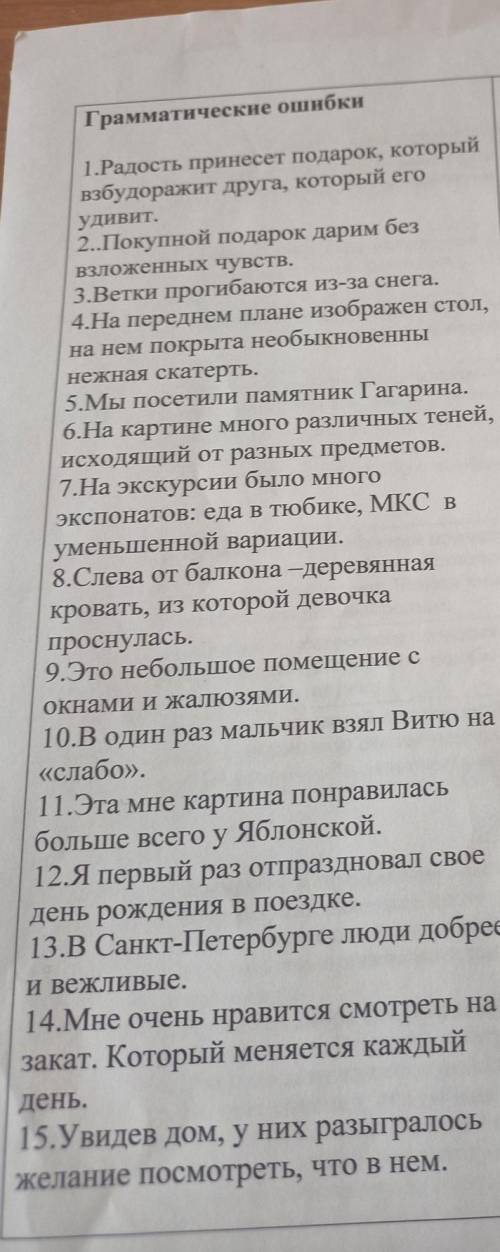 Найдите Грамматически ошибки 