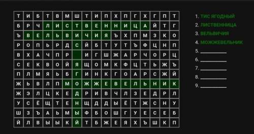 Надо найти шесть голосеменных растений 