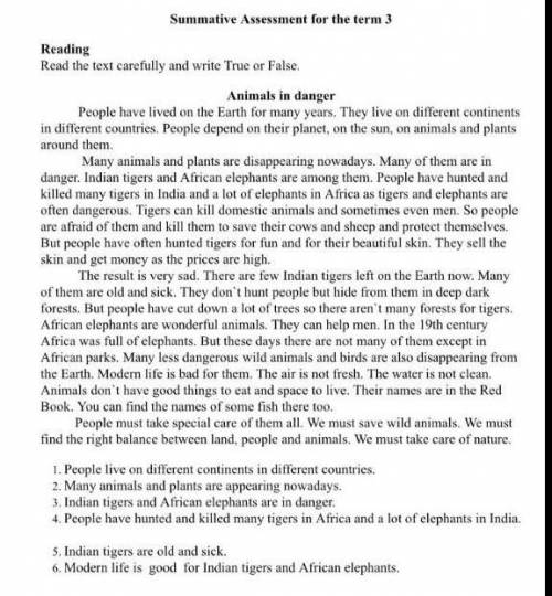 Reading. Read the text carefully and write True or False