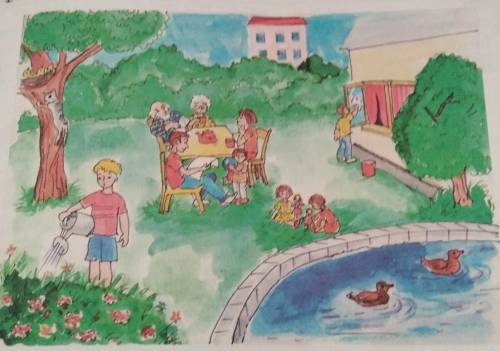 Write 10 sentences describing the picture. Use the Present Continuous Tense.