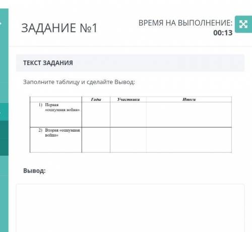 Заполните таблицу и сделайте вывод 
