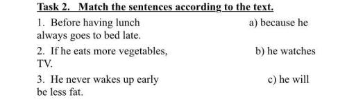 Match the sentences according to the text. 1. Before having lunch a) because he always goes to