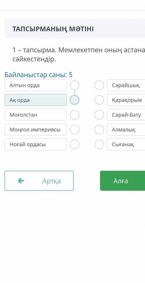Мемлекетпен онын астанасын сәйкестендір​