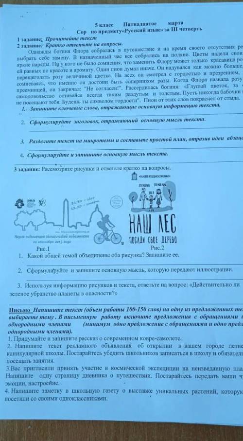 Сор по русскому языку 5класс 