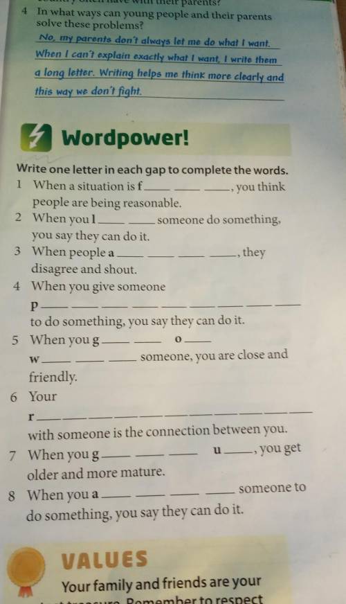 Write one letter in each gap to complete the words