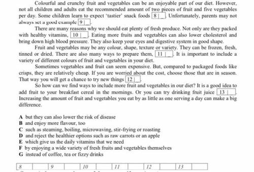 Read the text and match items A-G with gaps 8-13. There is one item you do not need to t use. Write