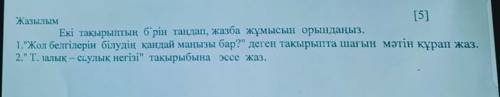 осы тапсырмаға эссе жазыңдарш тез керек казр сабаққа баратын уақыт болып қалды тез арада керек