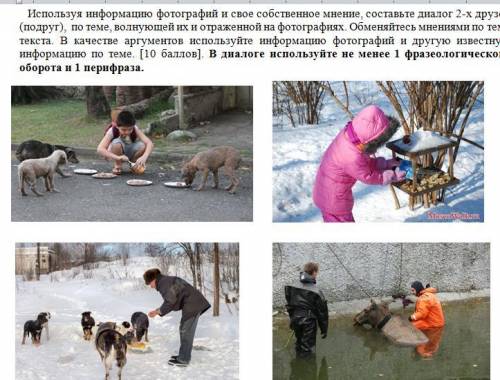 Используя информацию фотографий и свое собственное мнение, составьте диалог 2-х друзей (подруг), по