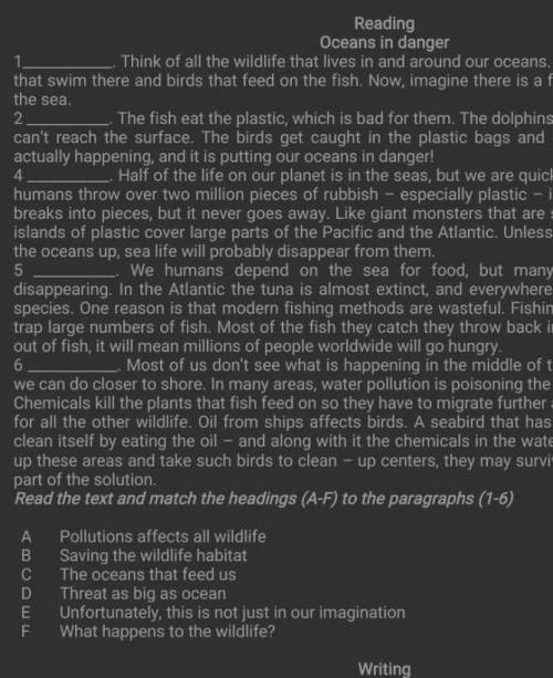 Read the text and match the headlings (A-F) to the paragraph7класс английский