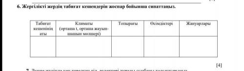 6. Жергілікті жердің табиғат кешендерін жоспар бойынша сипаттаңыз