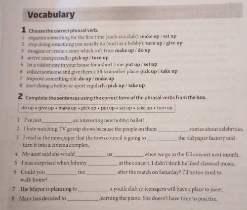 1 Choose the correct phrasal verb.1 и 2 задание 