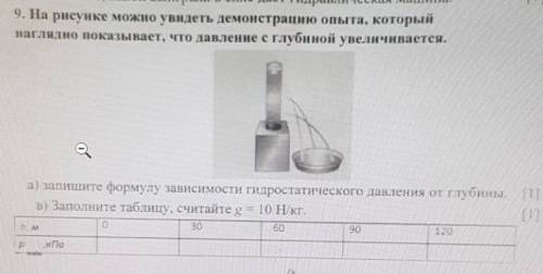 В) Заполните таблицу, считайте g = 10 H/кг 