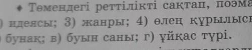 Төмендегі реттілікті сақтап, поэмаға кешенді талдау жасаңдар