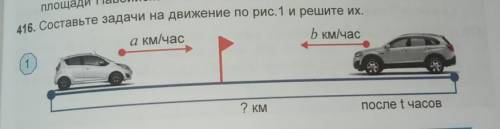 Составте задачи на двидение по рис.1 и решите их.