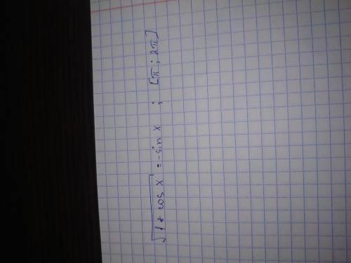Найдите все корни уравнения √1+cosx = -sinx, принадлежащие промежутку [-π ; 2π]