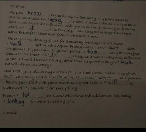Write a reply from Jane to Amelia. In your letter