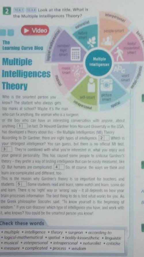Look at the title, Whatthe Multiple intelligences Theory? ​
