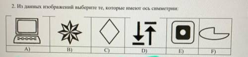 Из данных изображений заберите те, которые имеют ось симметрии