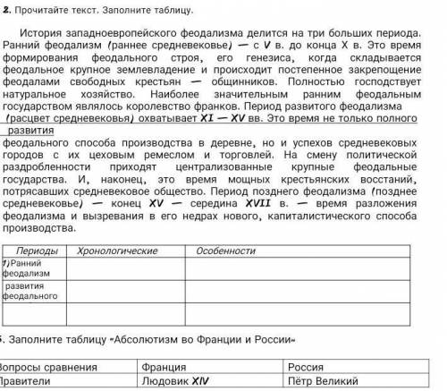 Прочитайте текст и заполните таблицу