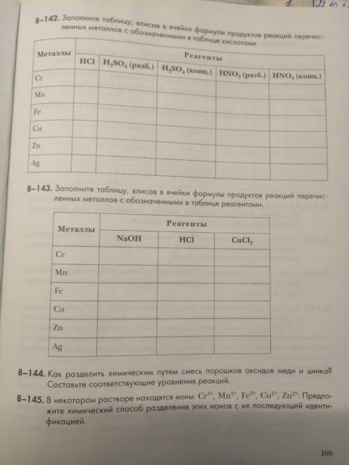 ХИМИЯ 8-142 заполнить таблицу