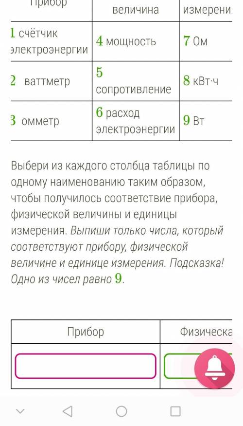 Прибор Физ величина Еденица измерения 