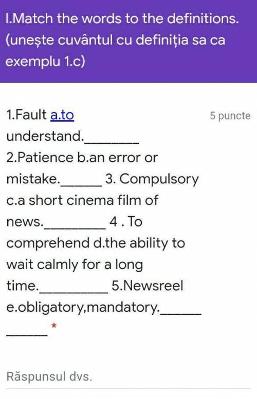 Match the words definitions .​