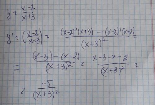 Знайти похідну функції у = х−2 х+3