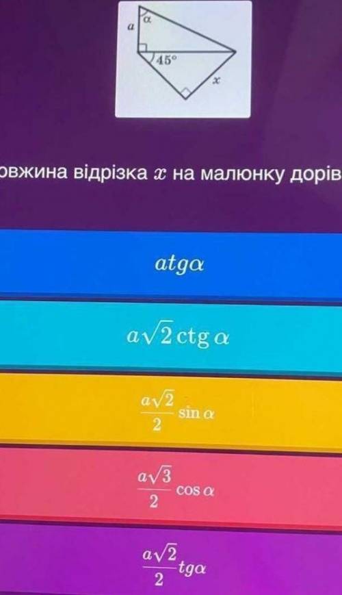 Довжина відрізка x дорівнює