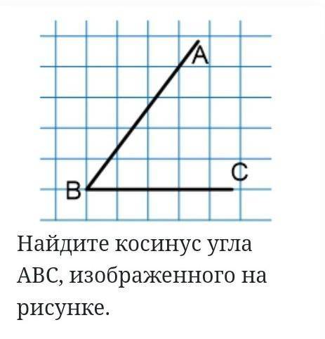 найти косинус угла АВС, изображенного на рисунке.