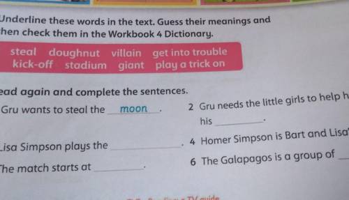 (-off hnut villainstadiumRead again and complete the sentences.3 Lisa Simpson plays the5 The match s