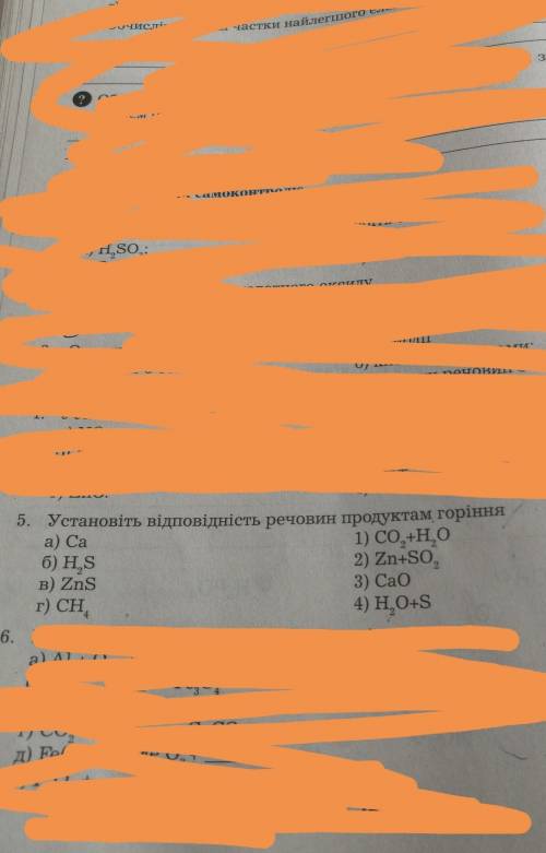 Установіть відповідність речовин продуктам горіння​