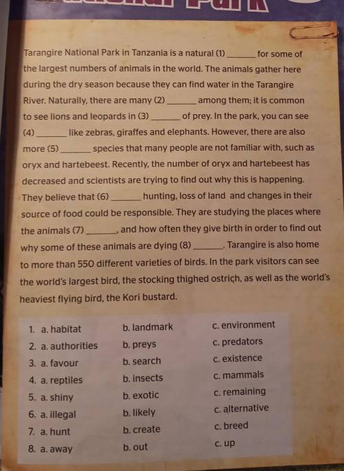 read the text below and choose the answer a,b or c that best each gap