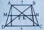 MN- Средняя линия трапеции ABCD, AB=7 см. Найдите MN-FK