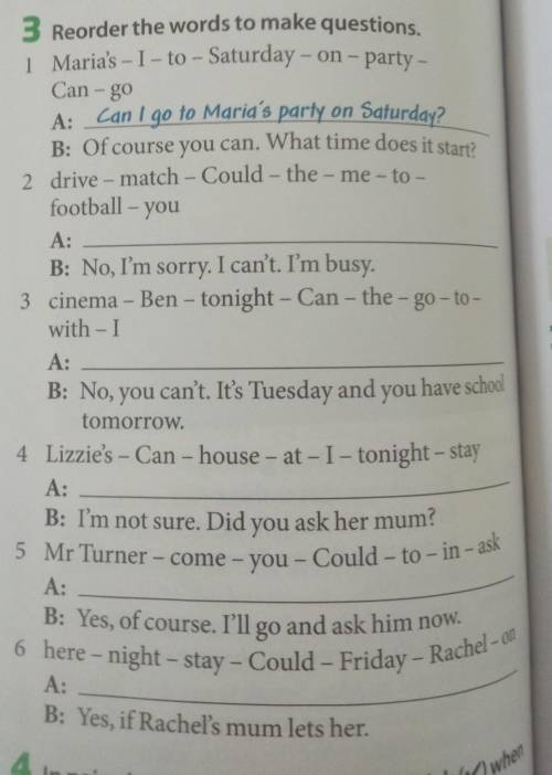 3 Reorder the words to make questions.