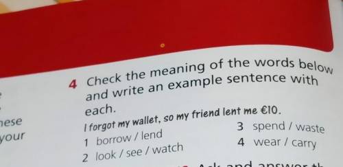 Check the meaning of the words below and write an example sentence with each