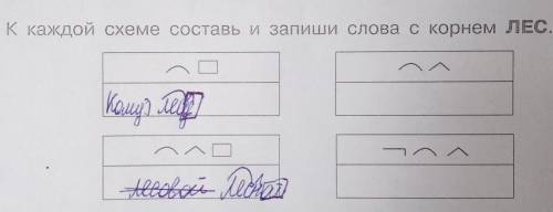 К каждой схеме составь и запиши слова с корнем ЛЕС.​