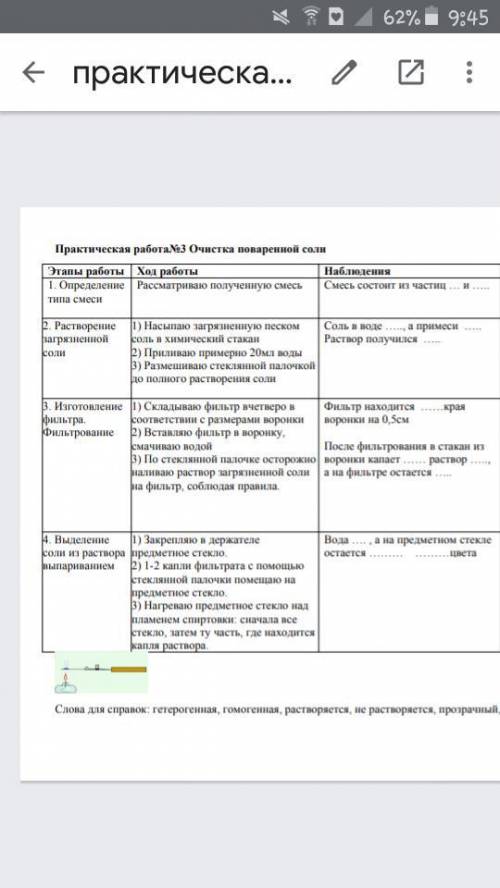 Практическая работа по Химии Сегодня здаём