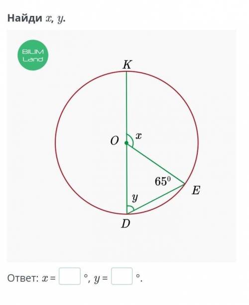 Найди x, y.ответ: x = °, y = °.​